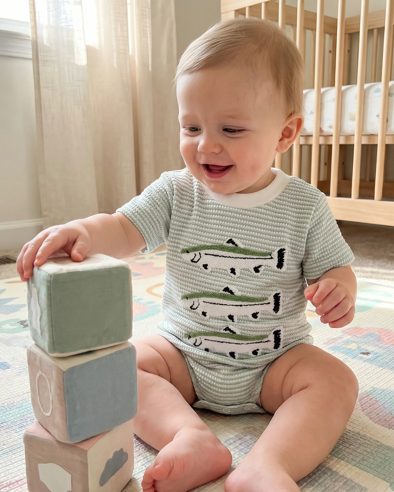 Striped Romper with Cute Animal