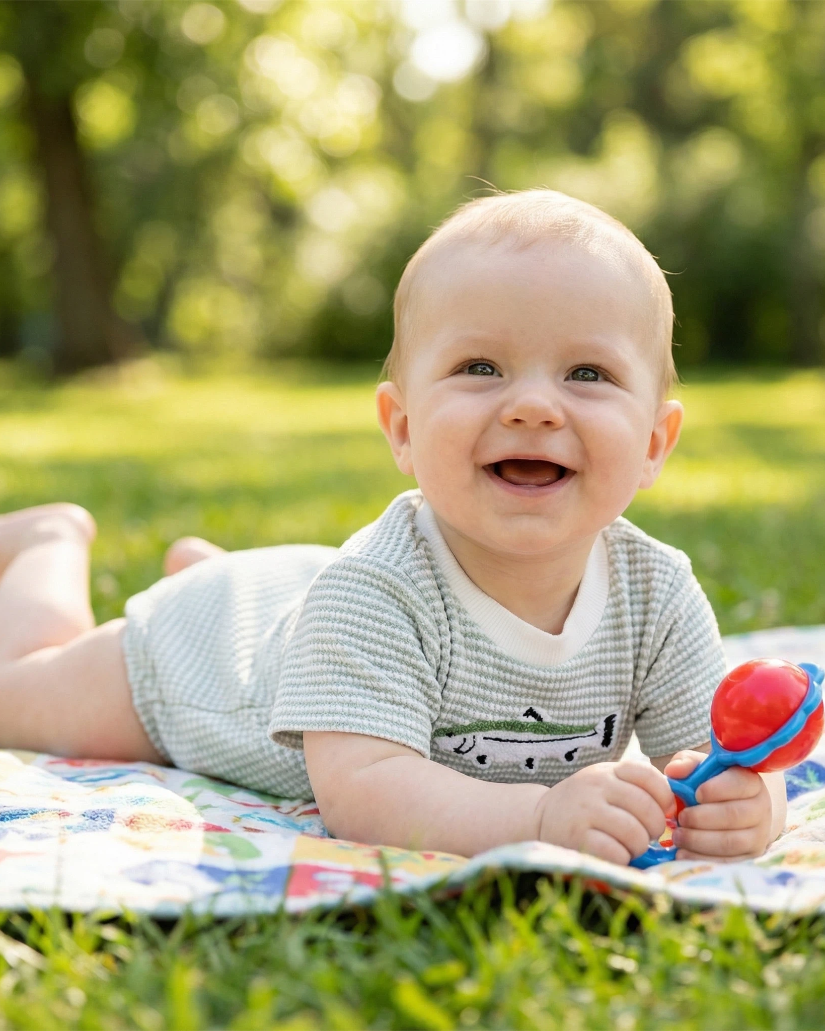 Striped Romper with Cute Animal